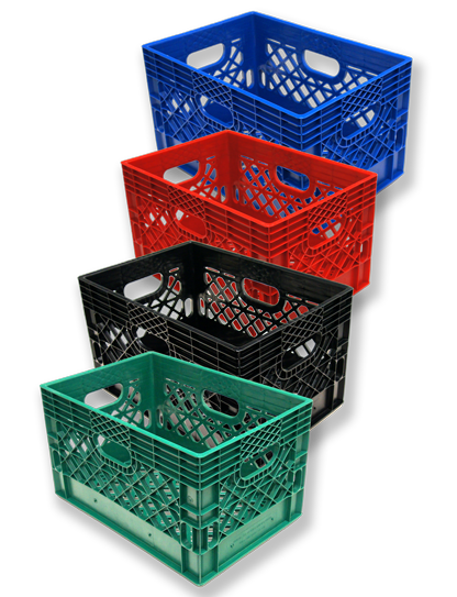 Plastic milk crates