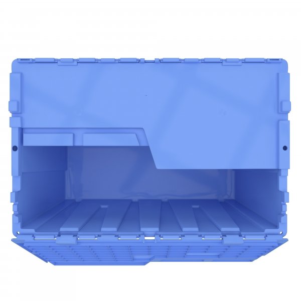 Pallet of 60 Heavy-Duty Plastic Totes w. Attached Lid 