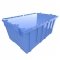 Set of 6 Heavy-Duty Plastic Totes w. Attached Lid 